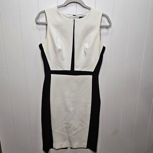 White House Black Market Black Ivory Colorblock Sheath Dress Size 4 Sleeveless